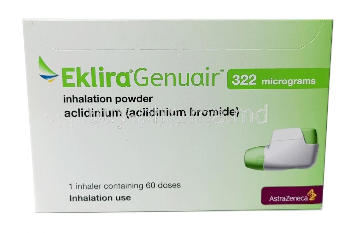 Eklira Genuair Inhalation powder, Aclidinium 322mcg, Inhalation powder 60MD, AstraZeneca, Box