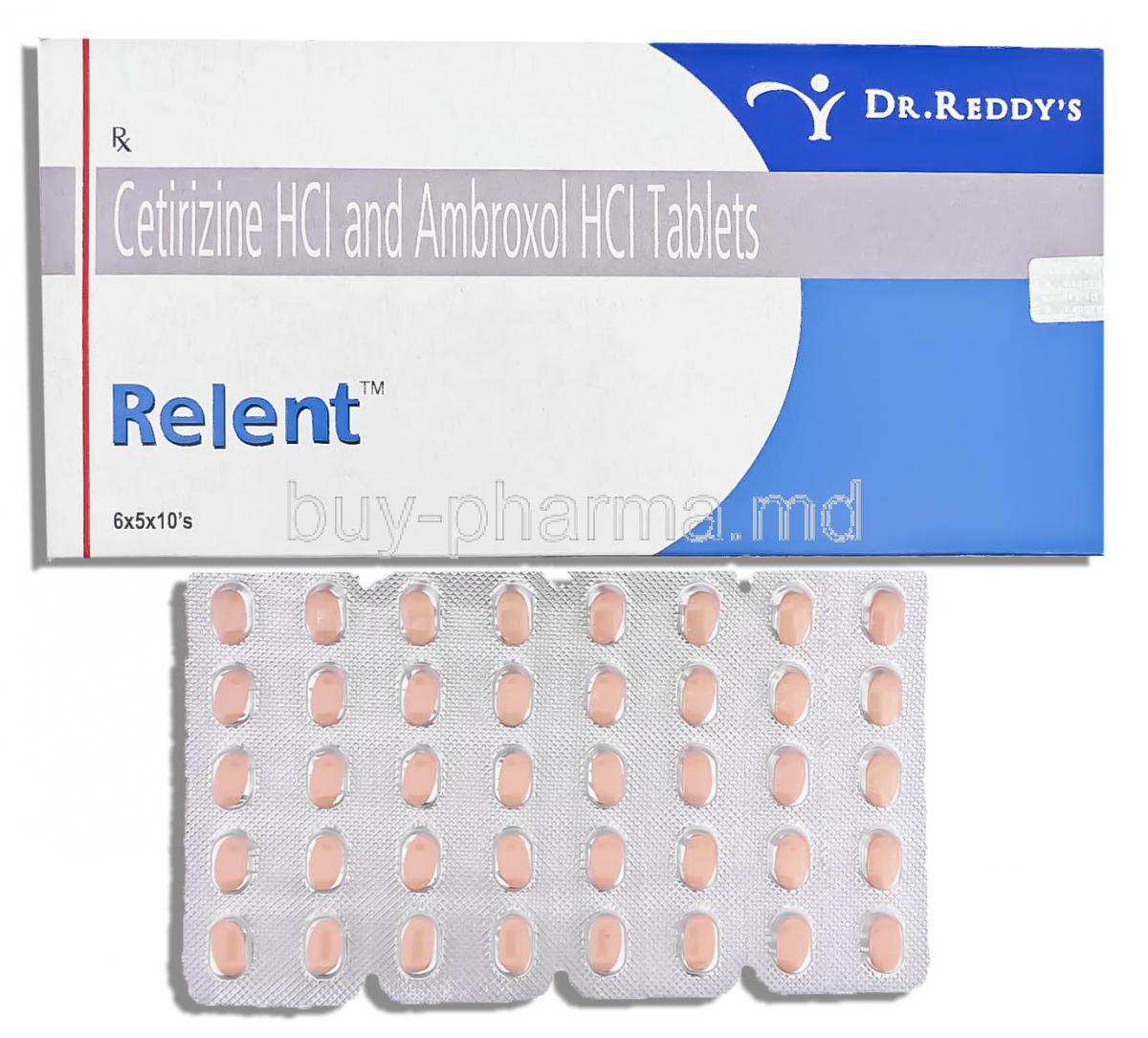 Relent, Cetirizine/  Ambroxol 5mg/ 60mg (Dr.Reddy's)