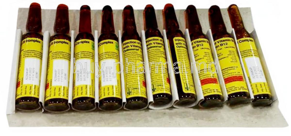 Optineuron Injection, Vitamin B Complex, Vitamin B12, Injection 3mL,Lupin, 10pcs