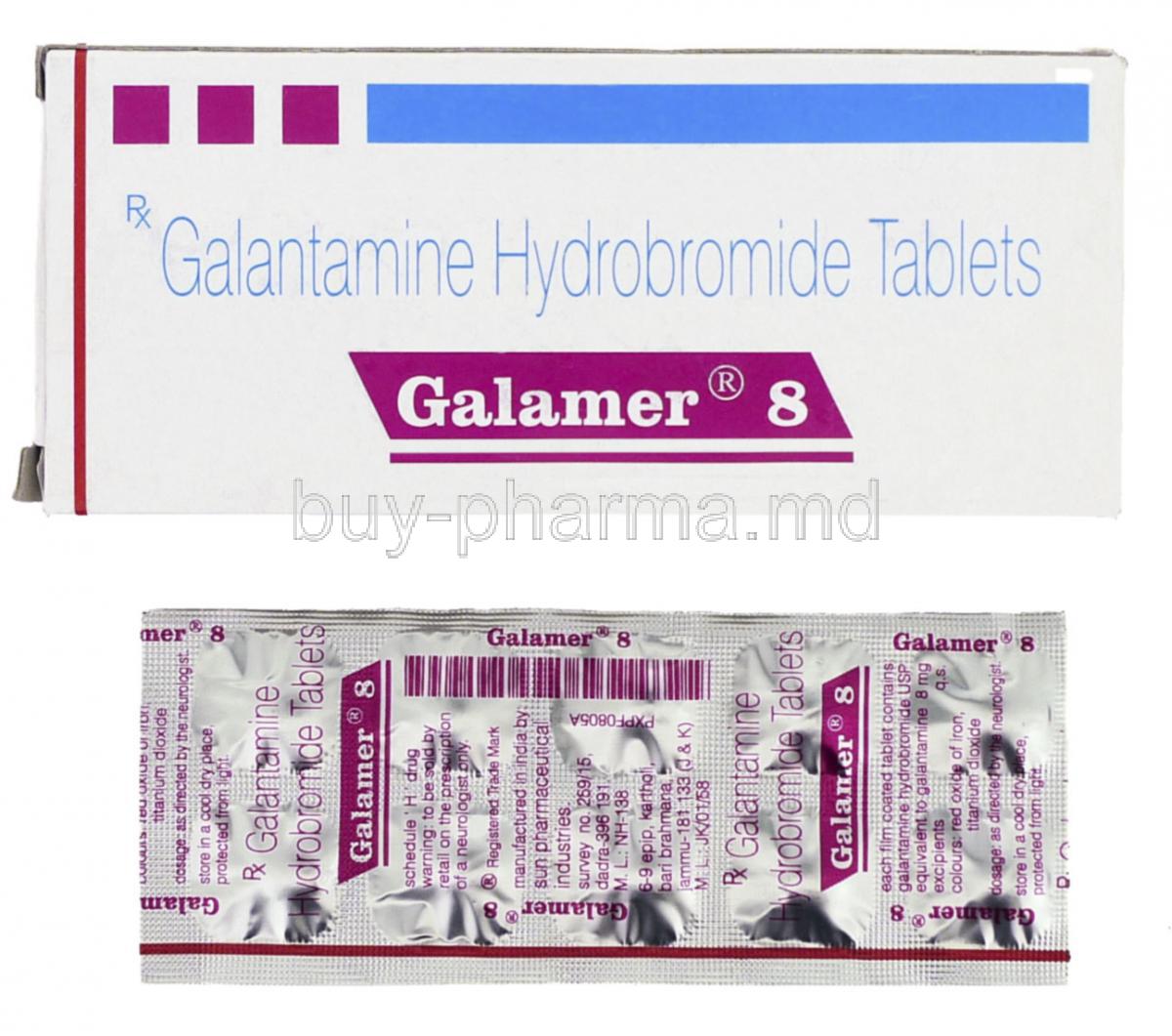 Galamer,  Generic Razadyne /reminyl,   Galantamine 8 Mg