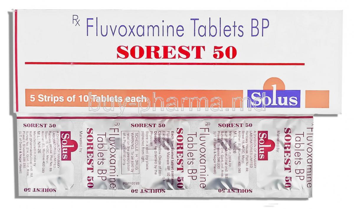 Sorest, Generic Luvox, Fluvoxamine Maleate 50 Mg Tablets (Solus)