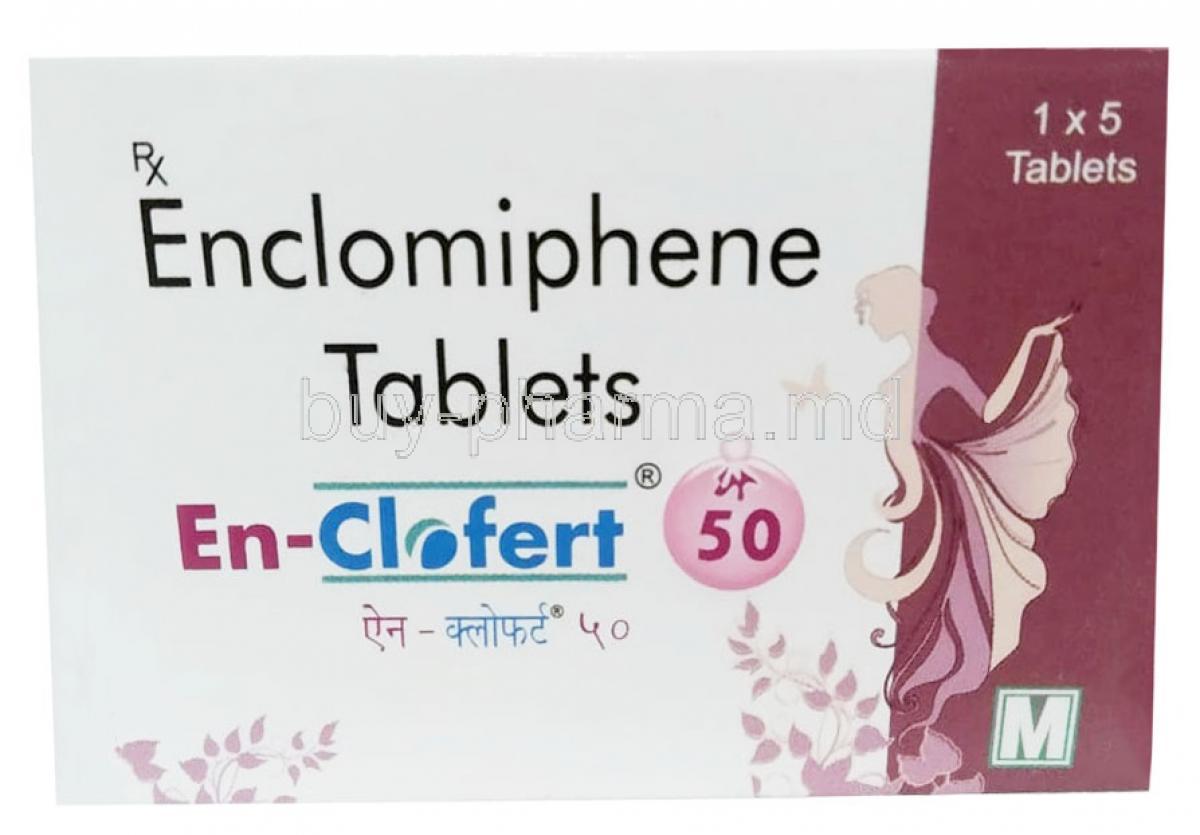 En-Clofert, Enclomiphene 50mg,Maneesh Pharmaceuticals Ltd, Box front view