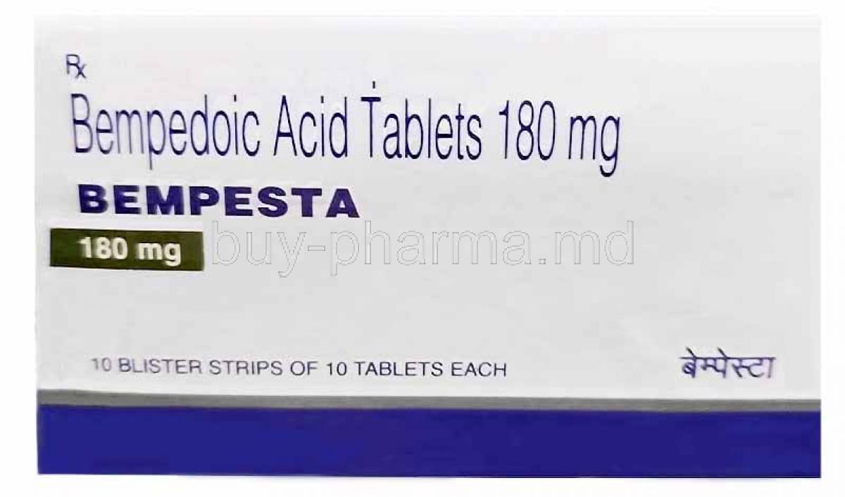 Bempesta, Bempedoic acid 180mg, Torrent Pharmaceuticals Ltd, Box front view