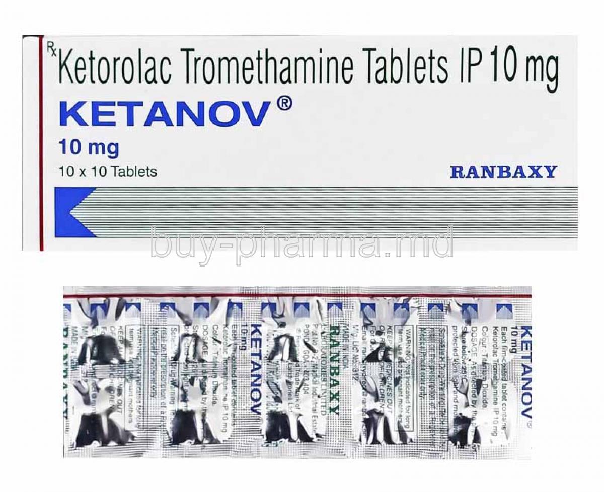 Ketanov, Ketorolac Tromethamine box and tablets