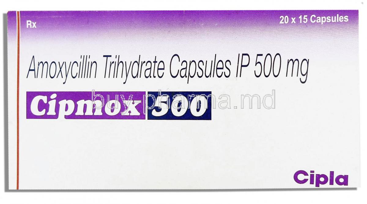 Cipmox, Generic Amoxil,  Amoxycillin Trihydrate 500 Mg Capsule (Cipla)