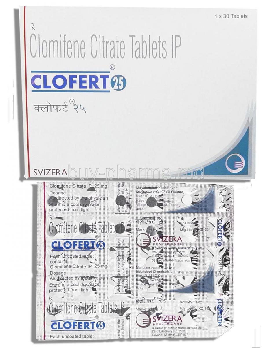 Clofert, Generic Clomid,  Clomiphene 25 Mg (Svizera)