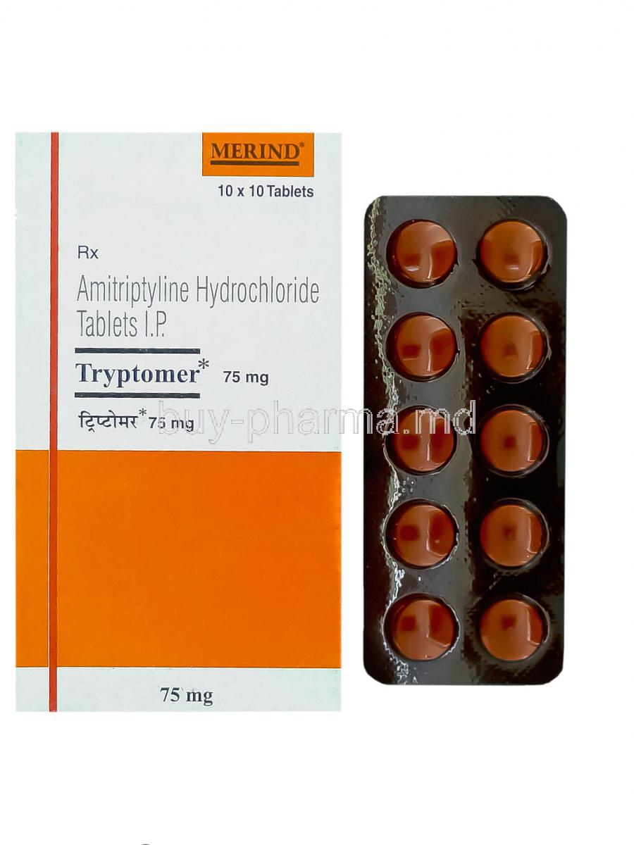 Tryptomer, Generic Elavil, Amitriptyline Hydrochloride 75mg