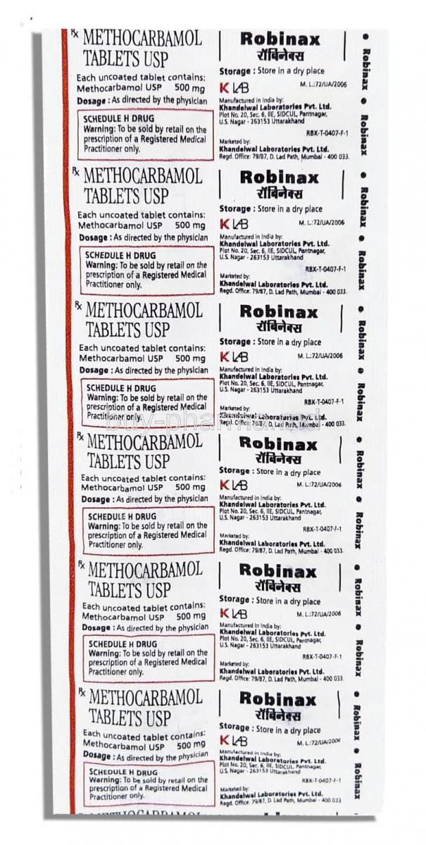 Generic  Robaxin, Methocarbamol  Tablet