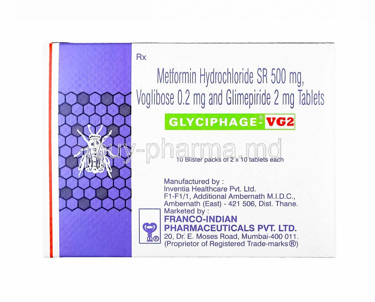Glyciphage VG, Glimepiride, Metformin and Voglibose 2mg manufacturer