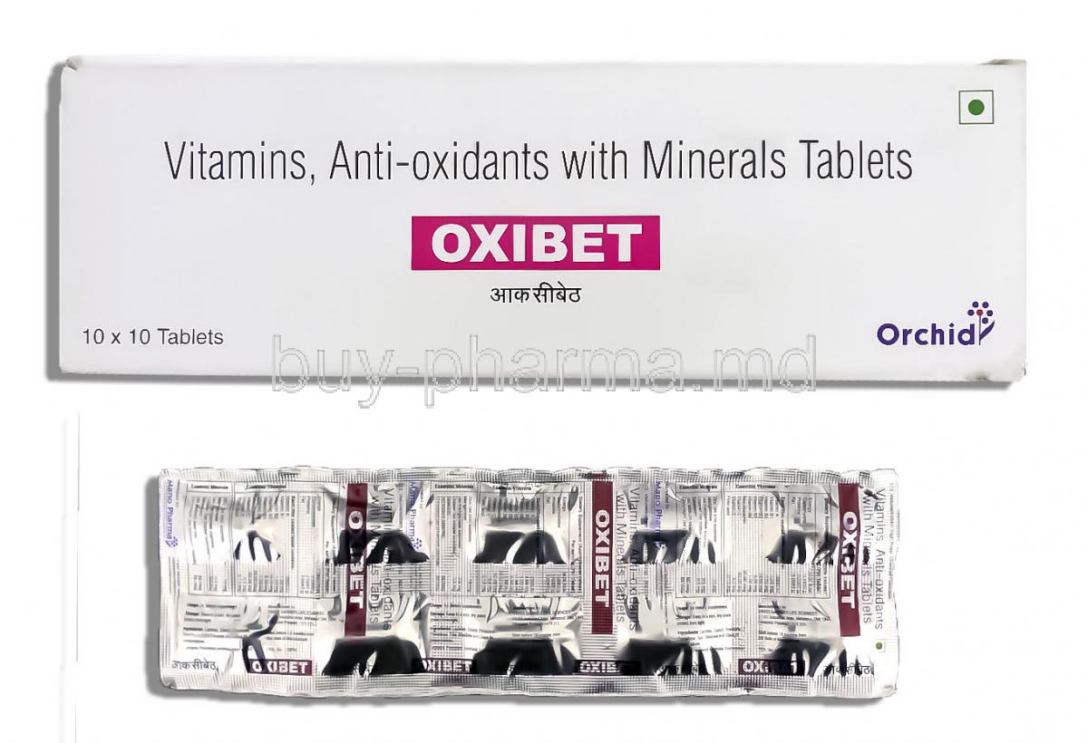 Oxibet, Selenium,  Folic Acid,  Mecobalamin,  Minerals, Anti-oxidants Soft Gelatin Capsule (Orchid) Box