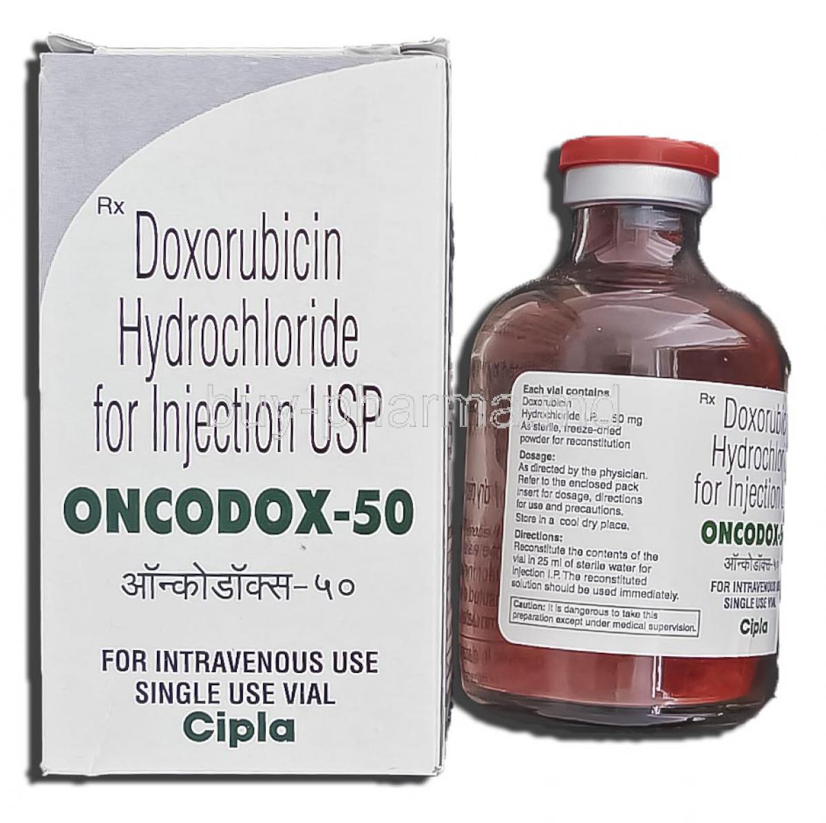 Oncodox-50, Generic Doxil, Generic Rubex, Doxorubicin Hydrochloride, 50 mg, Injection