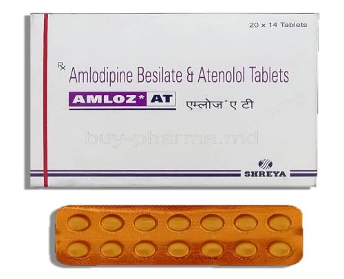 Amloz AT, Generic Norvasc/ Tenormin, Amlodipine/  Atenolol, Norvasc/ Tenormin 5 Mg/ 50 Mg Tablet (Shreya)