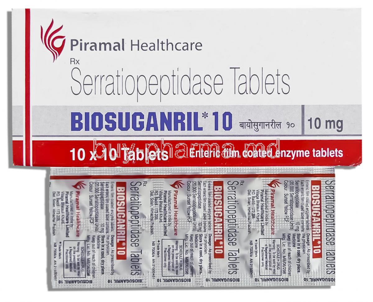 Biosuganril, Serratiopeptidase 10 Mg Tablet (Piramal Healthcare)