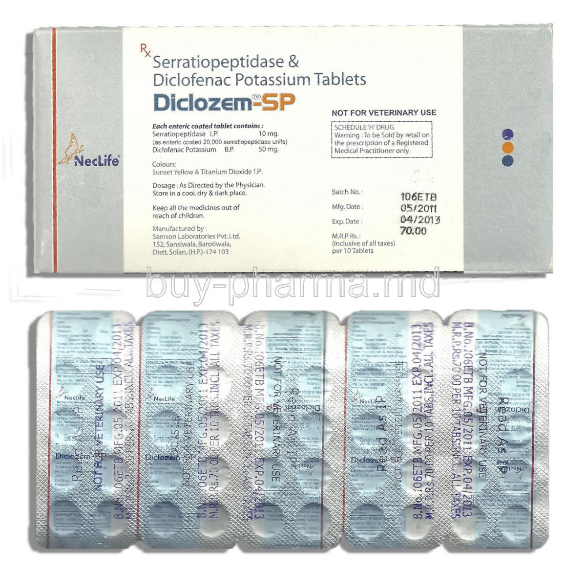 Seross-D, Diclofenac Potassium, Serratiopeptidase 10 Mg/ 50 Mg Tablet (Albatross Healthcare)