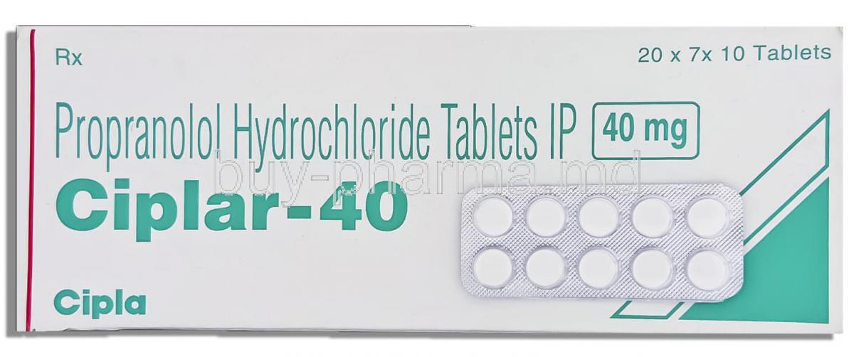 Ciplar, Generic  Inderal,  Propranolol 40 Mg Tablet (Cipla)