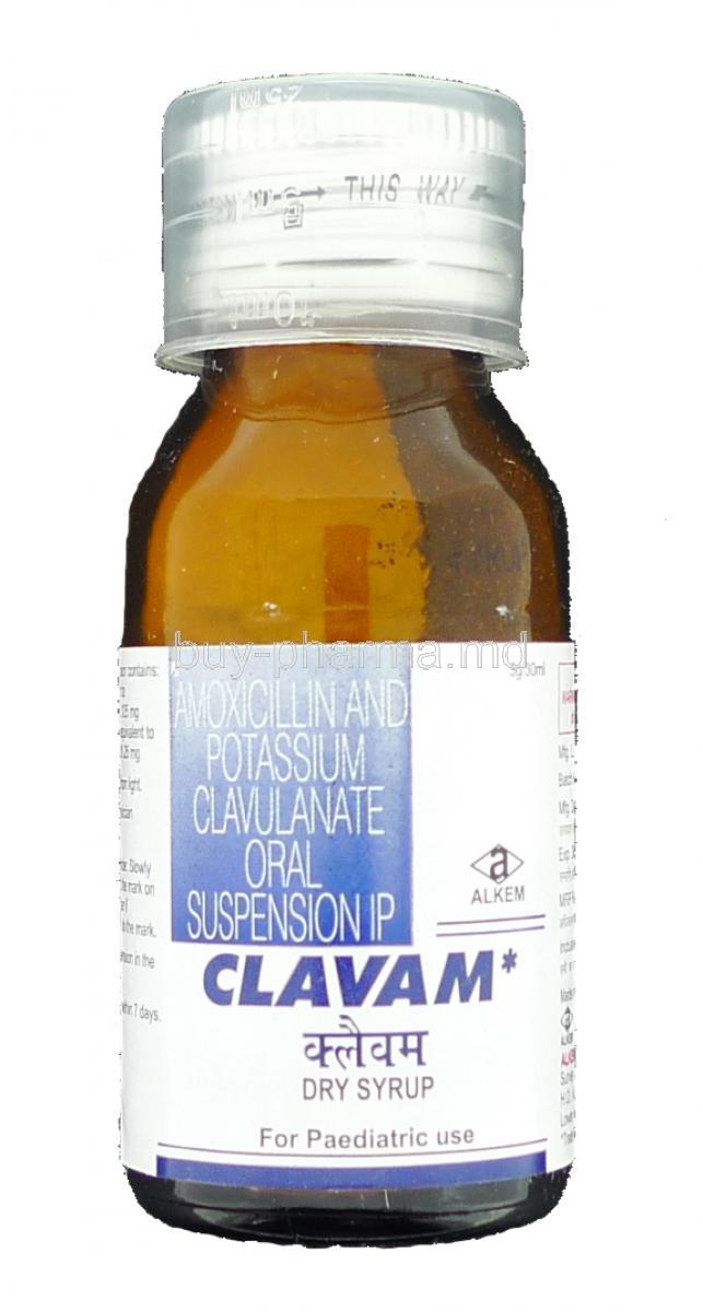 Clavam,  Amoxicillin/ Potassium Clavulanate Dry  Syrup bottle