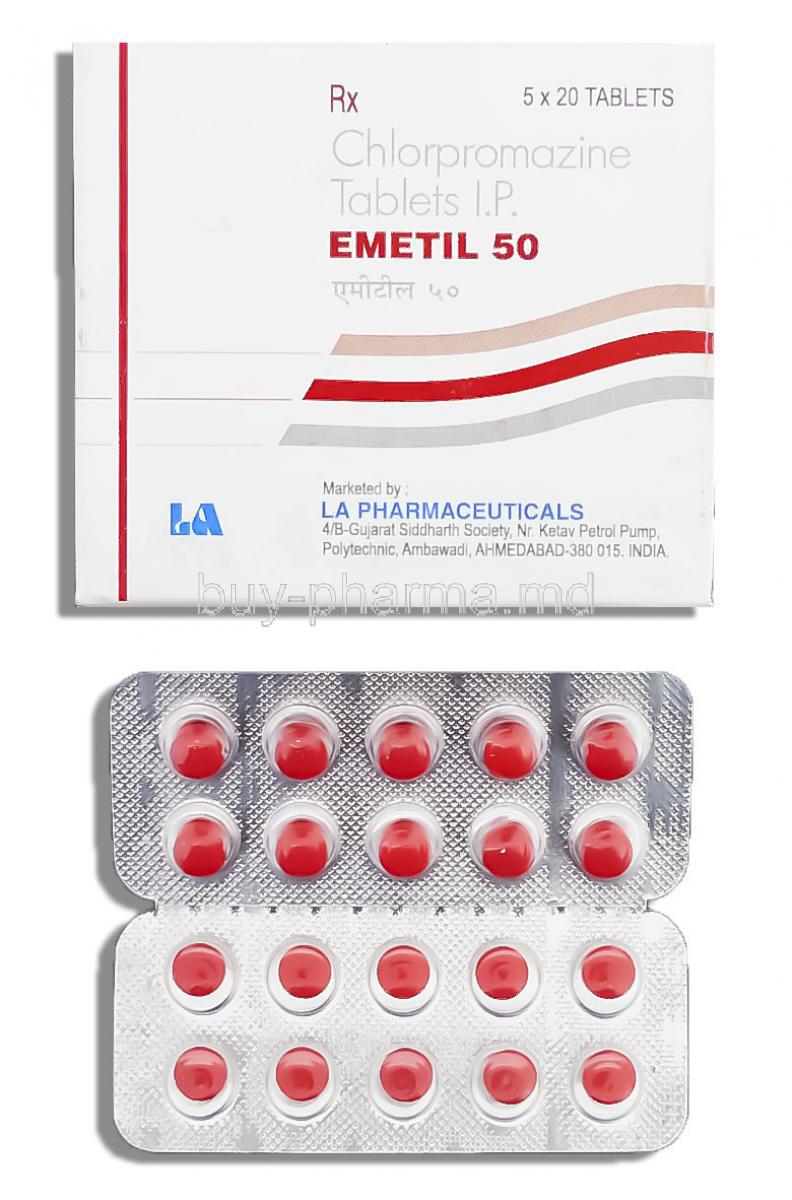 Emetil, Generic Largactil, Chlorpromazine 50 mg