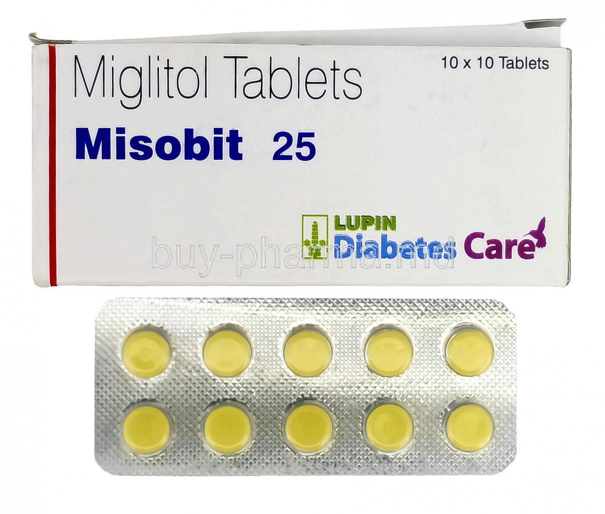 Misobit, Generic Glyset, Miglitol 25mg