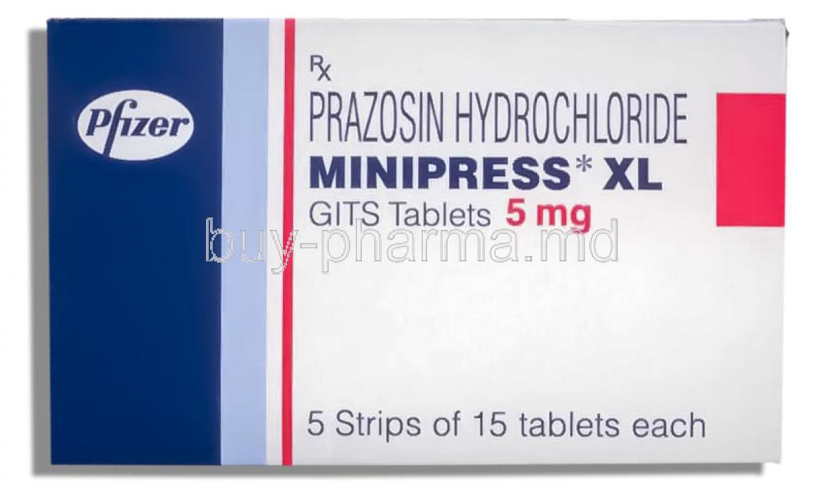 Minipress XL Gits, Prazocine Hydrochloride 5 Mg Tablet (Pfizer)