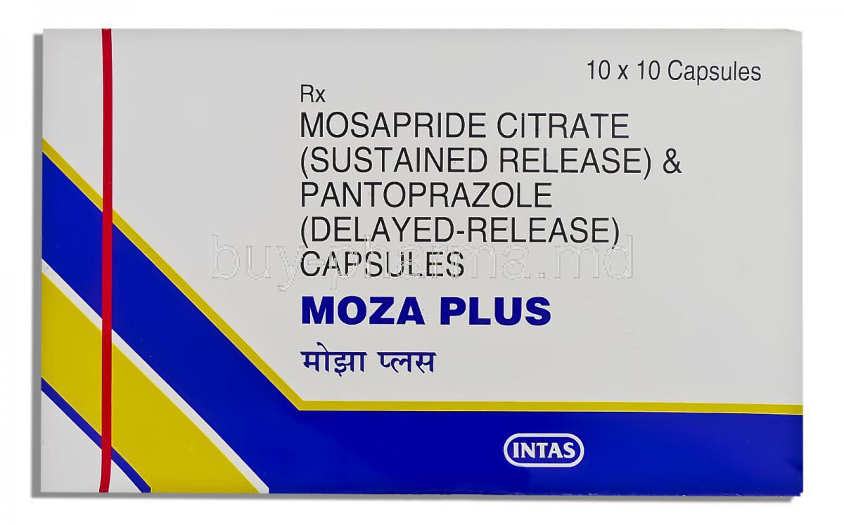 Moza Plus, Mosapride/ Pantoprazole 15mg/ 40mg Capsule (Intas Laboratories)