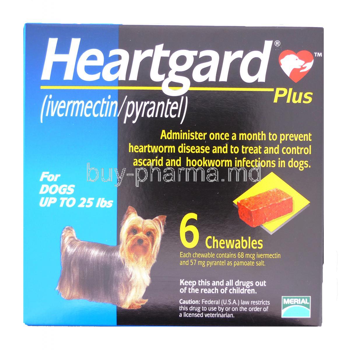 Heartcare Plus Chewable Ivermectin 68 mcg & Pyrantel Pamoate 57 mg  for Small dog (Up To 25lbs)