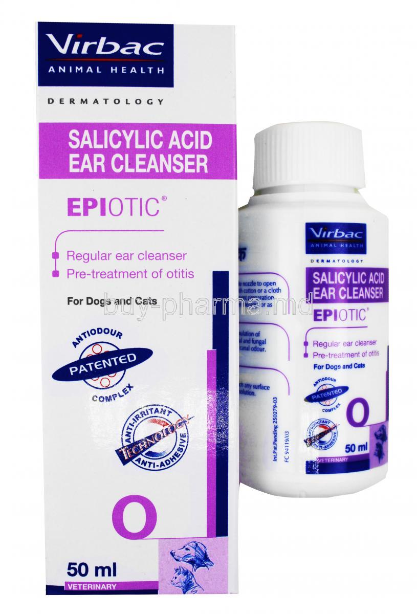 Epiotic Ear Cleanser for Dogs and Cats box and bottle