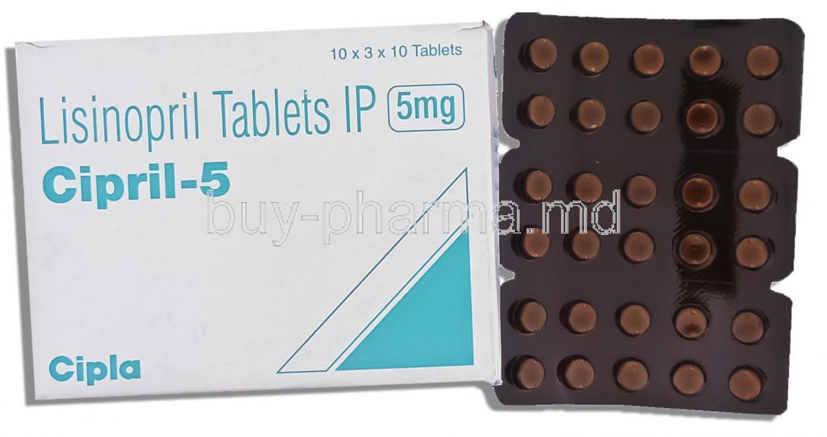 Cipril, Generic  Prinivil/ Zestril,  Lisinopril  5 Mg Tablet (Cipla)