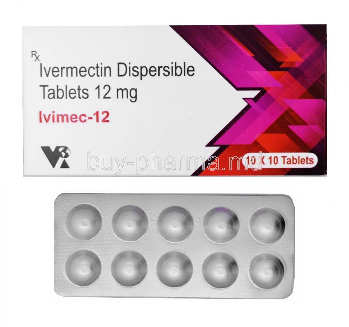 Ivimec, Ivermectin 12mg box and tableets