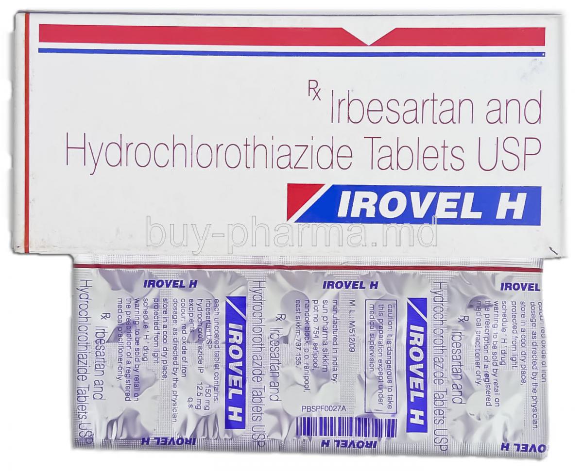 Irovel H, Generic  Avalide,   Irbesartan/ Hydrochlorothiazide 150 Mg/ 12.5 Mg Tablet (Sun Pharma)
