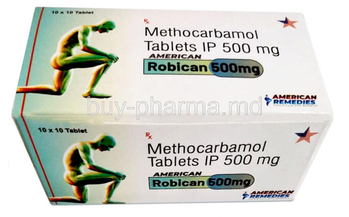 Robican 500mg, Methocarbamol, 500mg, Tablet, American Remedies, Box