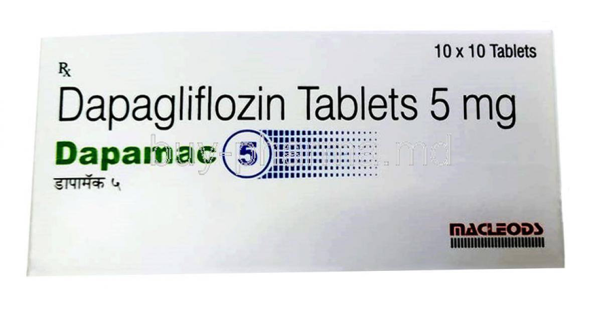 Dapamac 5, Dapagliflozin 5mg, Macleods Pharmaceuticals Pvt Ltd, Box
