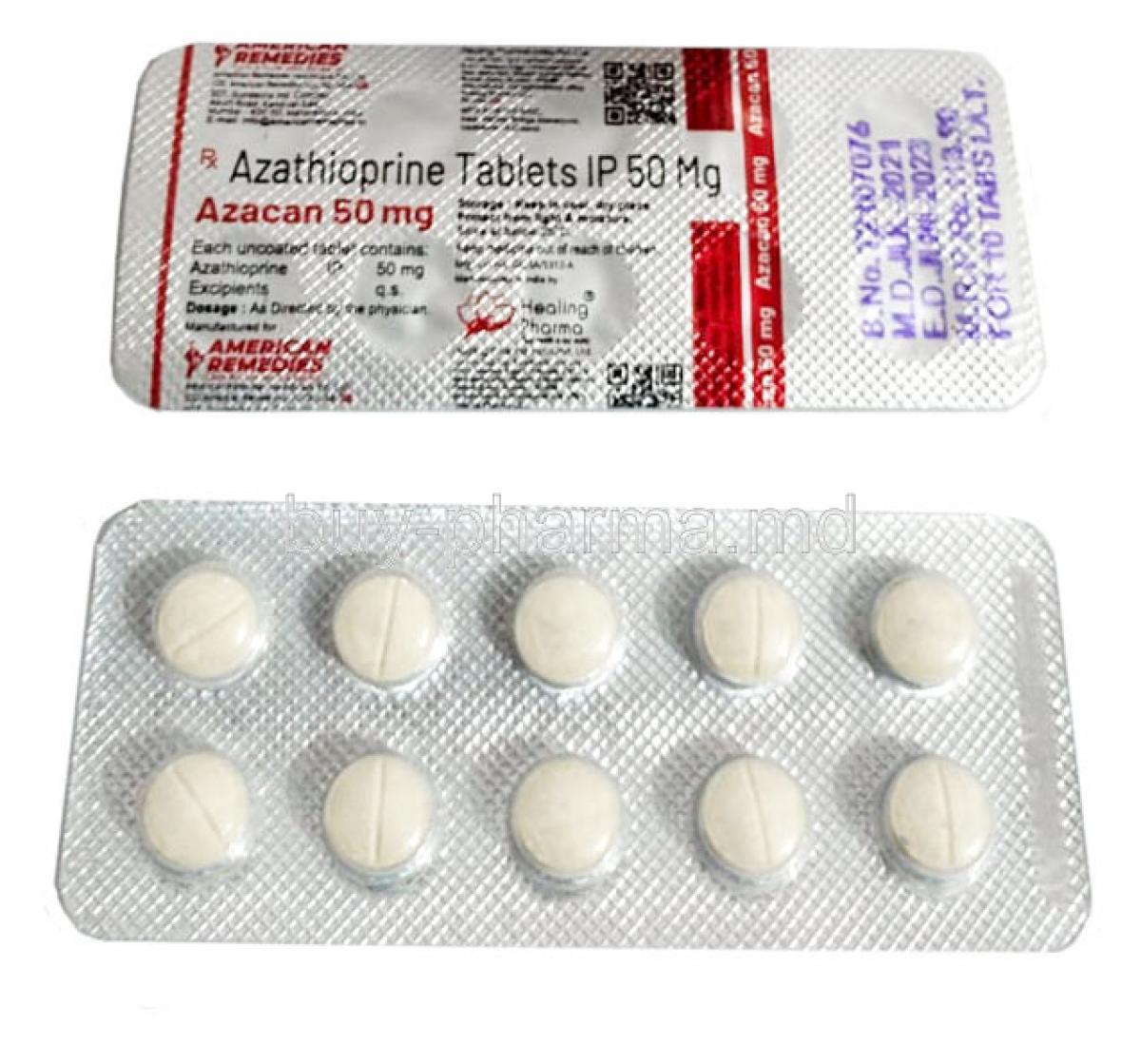 Azacan 50mg, Azathioprine, 50mg, Tablet, Blisterpack informaion