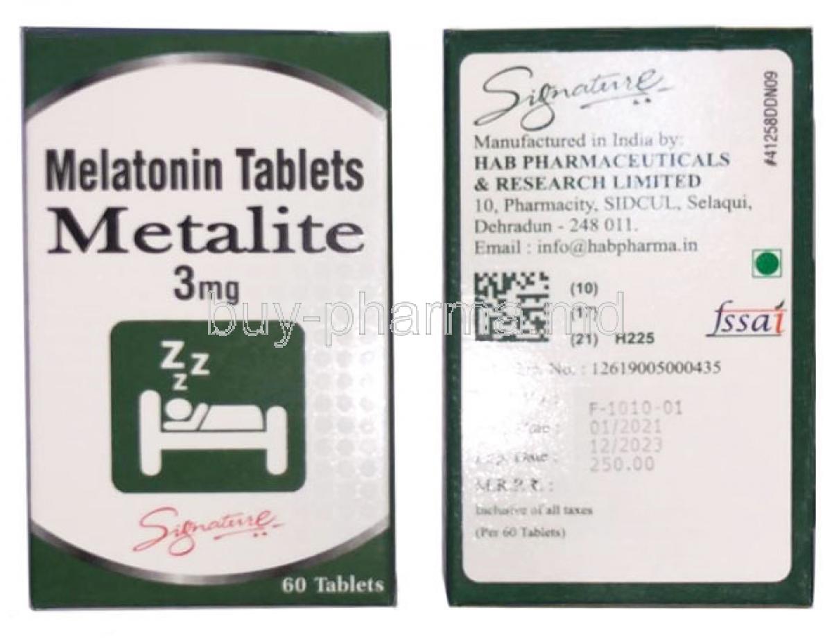 Metatile, Melatonin 3mg, tablet, Box information