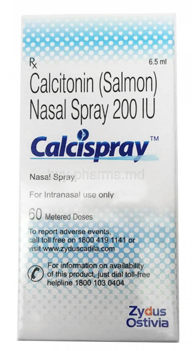 Calcispray, Calcitonin Nassal Spray 200IU, 6.5ml, Box information