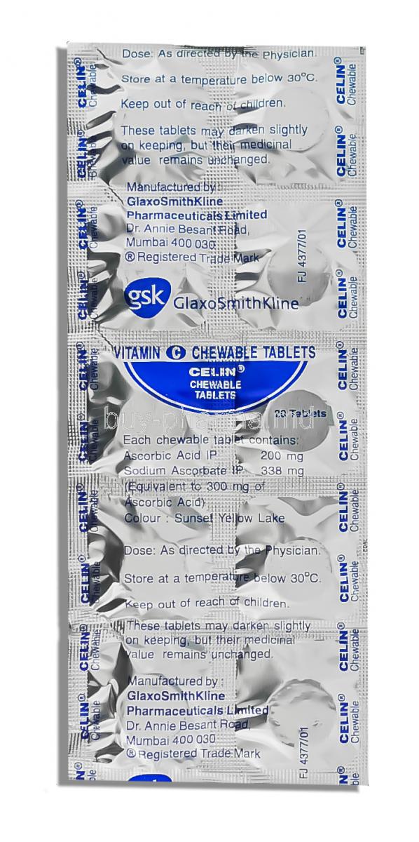 Celin,   Ascorbic Acid Chewable Tablet (GSK)