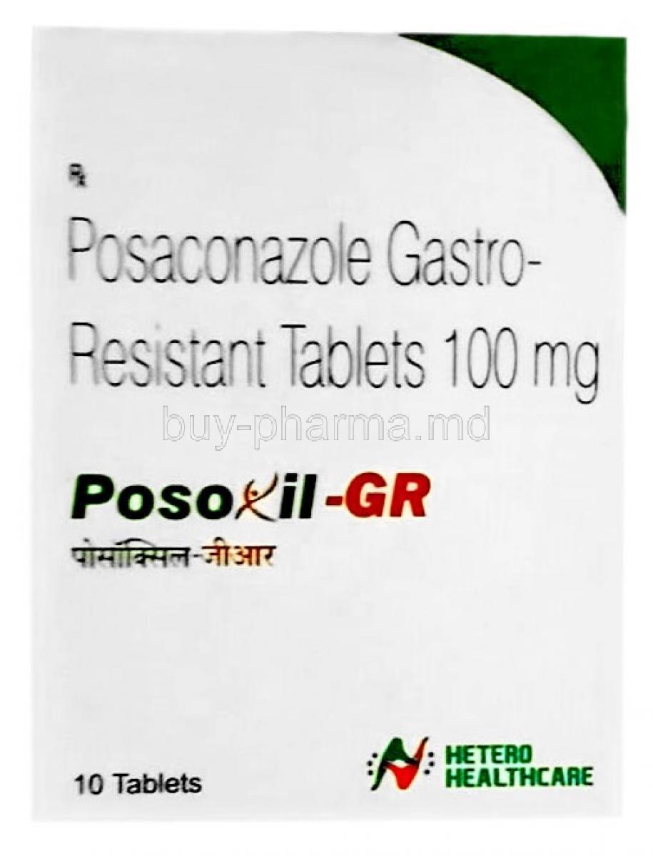 Posoxil GR, Posaconazole 10mg,Hetero healthcare, Box front view