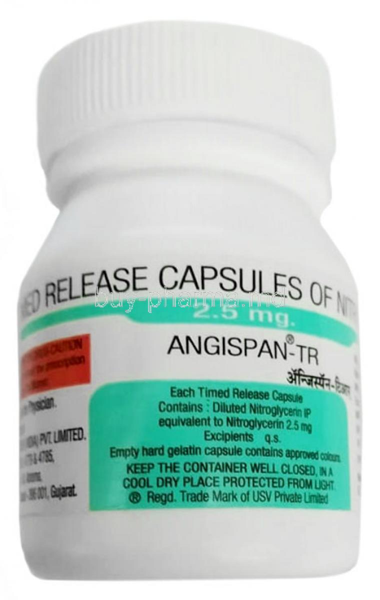 Angispan-TR, Nitroglycerin 2.5 mg,capsule, USV, Bottle