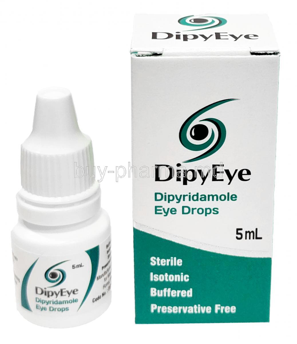 Dipyeye, Dipyridamole 0.008% w/v, Eye Drops 5ml, Maxent, Box, bottle