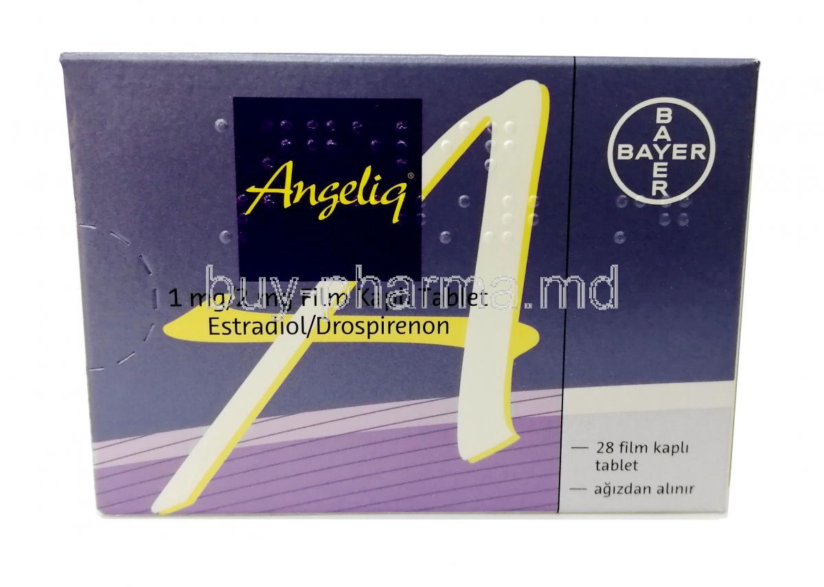 Angeliq, Estradiol 1mg/ Drospirenone 2mg, Bayer Schering, Box
