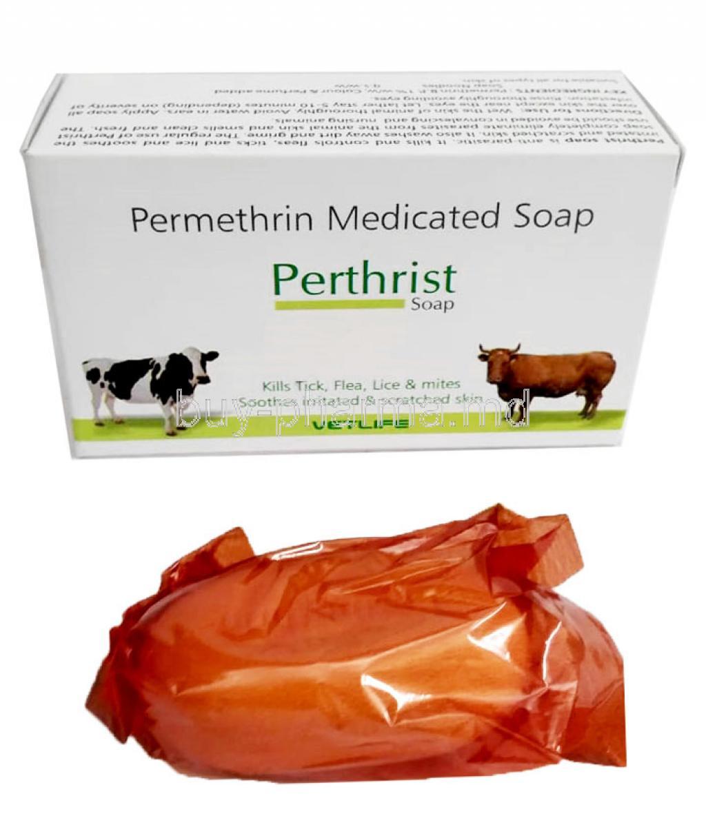 Perthrist, Permethrin 1% , 75g soap, Vetlife, Box, Package