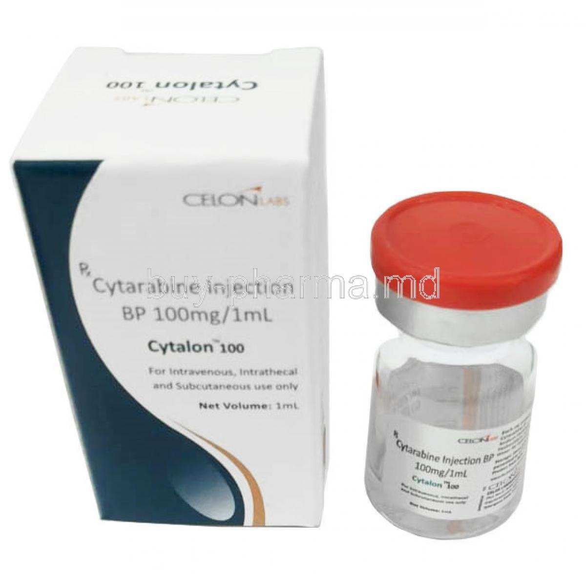 Cytalon 100, Cytarabine 100 mg per 1mL, Injection 1mL, Celon, Box, Bottle