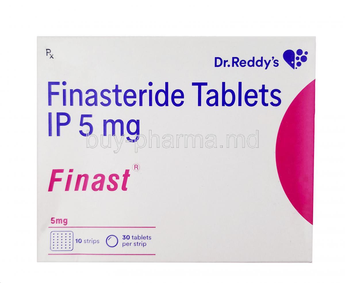 Finast, Finasteride 5mg, Dr. Reddy's, Box front view