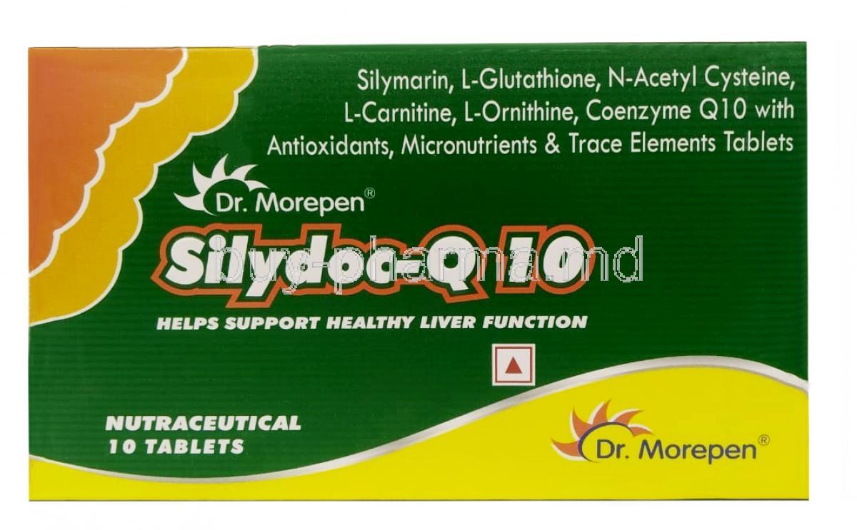 Silydoc Q10, 10tablets, DM Pharma Pvt Ltd., Box front view