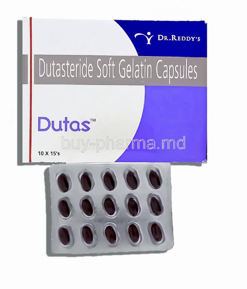 Dutas, Generic Avodart,  Dutasteride  0.5 mg Tablet  (Dr Reddy's).