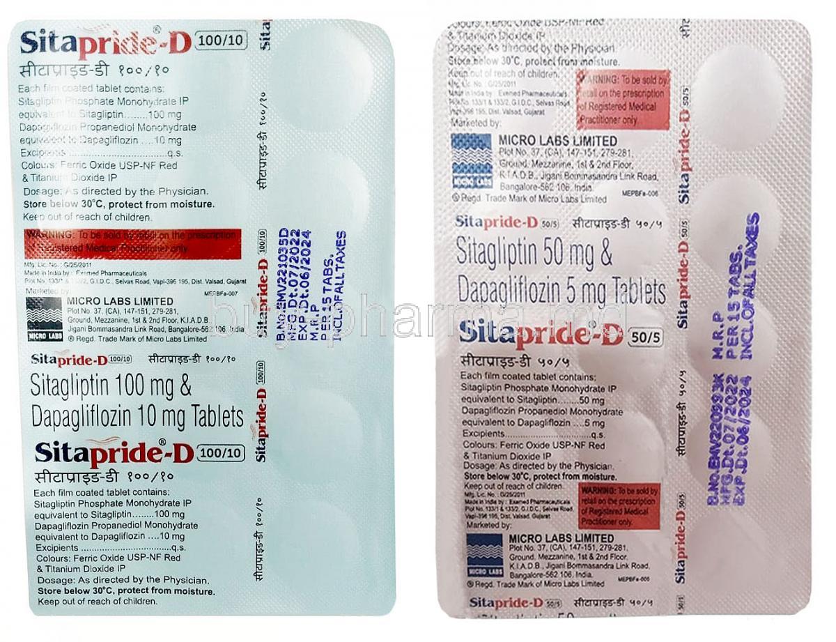 Sitapride D, Dapagliflozin/ Sitagliptin,Micro Labs Ltd, Blisterpack information