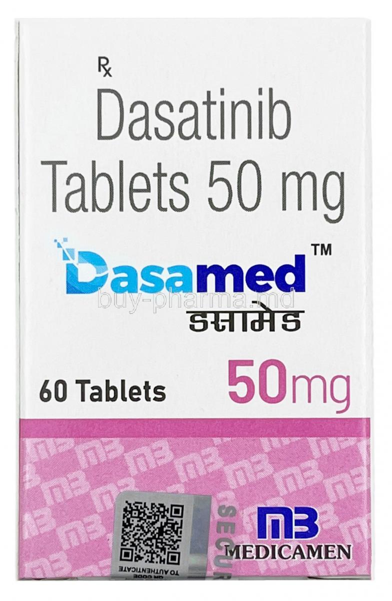 Dasamed, Dasatinib 50mg, 60tablet, Medicamen Biotech Ltd, Box front view