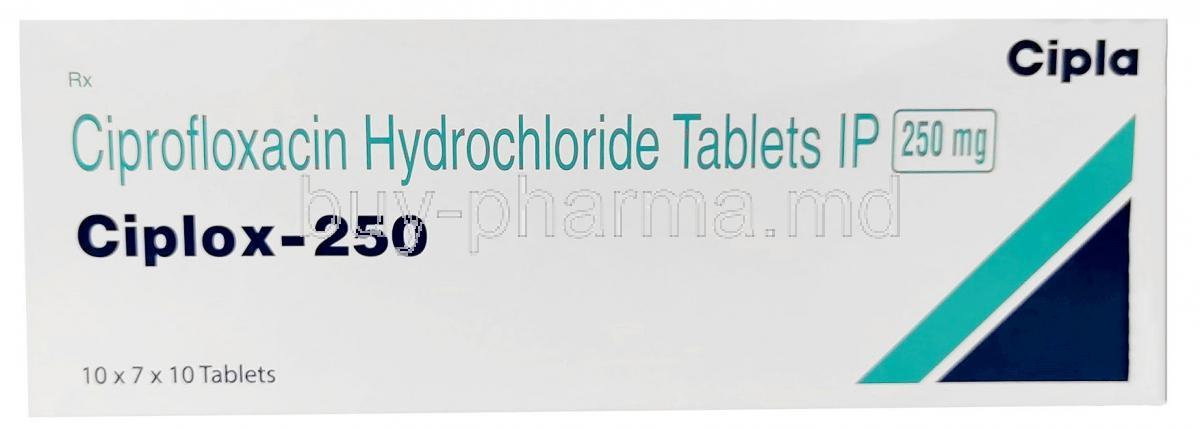 Ciplox, Ciprofloxacin 250 mg, Cipla, Box front view