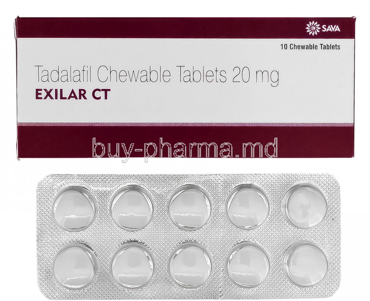 Exilar, Generic Cialis, Tadalafil 20mg Chewable Tablet