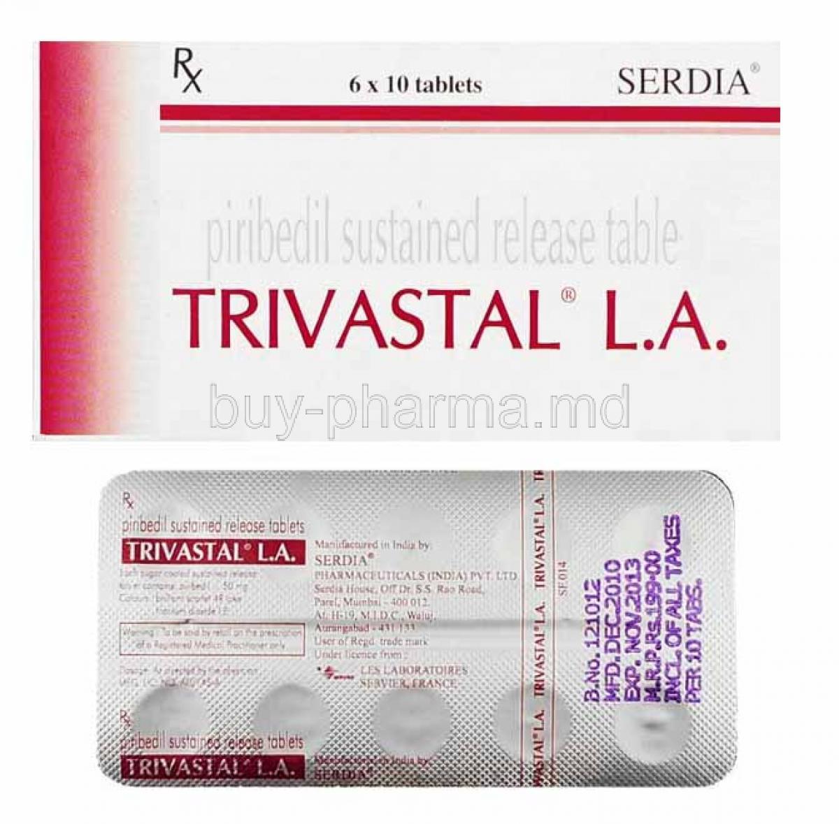 Trivastal LA, Piribedil box and tablets