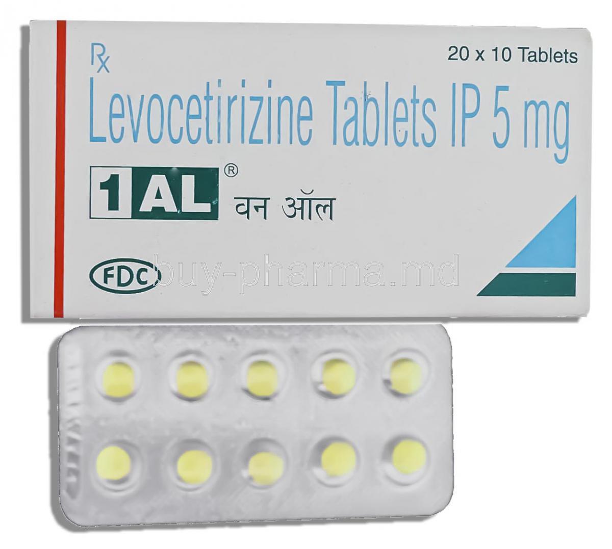 AL, Levocetirizine Dihydrochloride 5 Mg Tablet (FDC)
